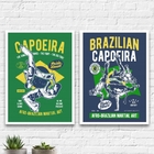 Kit 2 Quadros Capoeira Brasil 24x18cm Moldura:madeira Preta