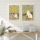 Kit 2 Quadros Cartas Tarot Gato- The Sun E The Star 45x34cm M