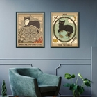 Kit 2 Quadros Cartas Tarot - Gatos 45x34cm Moldura:madeira Pr