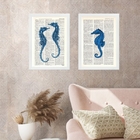 Kit 2 Quadros Casa De Praia Cavalos Marinhos 33x24cm - Com Vi