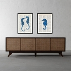 Kit 2 Quadros Casa De Praia Cavalos Marinhos 45x34cm - Com Vi