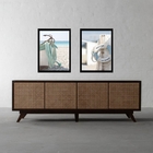 Kit 2 Quadros Casa De Praia - Welcome 45x34cm Moldura:madeira