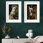 Kit 2 Quadros Casal Bulldogs Franceses  - 60x48cm Moldura:mad