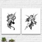 Kit 2 Quadros Casal De Anjos Vitorianos 33x24cm Moldura:madei