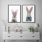 Kit 2 Quadros Casal De Coelhos 24x18cm - Com Vidro Moldura:ma