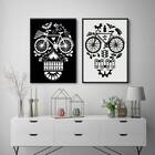 Kit 2 Quadros Caveiras Bicicletas 24x18cm - Com Vidro Moldura