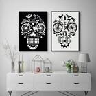 Kit 2 Quadros Caveiras Bicicletas 24x18cm Moldura:madeira Pre