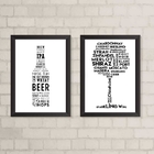 Kit 2 Quadros Cerveja E Vinho Minimalistas 45x34cm Moldura:ma