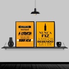 Kit 2 Quadros Cerveja Preto E Amarelo 45x34cm Moldura:madeira