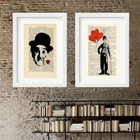 Kit 2 Quadros Charlie Chaplin - 60x48cm Moldura:madeira Preta