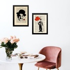 Kit 2 Quadros Charlie Chaplin Vintage - Romântico 24x18cm - C