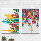 Kit 2 Quadros Ciclistas Ciclismo 45x34cm - Com Vidro Moldura: