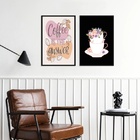 Kit 2 Quadros Coffee Is The Answer 24x18cm Moldura Preta