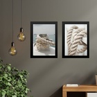 Kit 2 Quadros Coleção Praia Soft - Cordas 33x24cm - Com Vidro