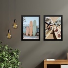 Kit 2 Quadros Coleção Praia Soft Surf 24x18cm Moldura:madeira