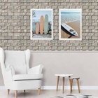 Kit 2 Quadros Coleção Praia - Surf 24x18cm - Com Vidro Moldur