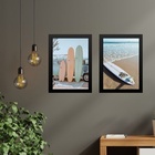 Kit 2 Quadros Coleção Praia - Surf 45x34cm Moldura:madeira Br