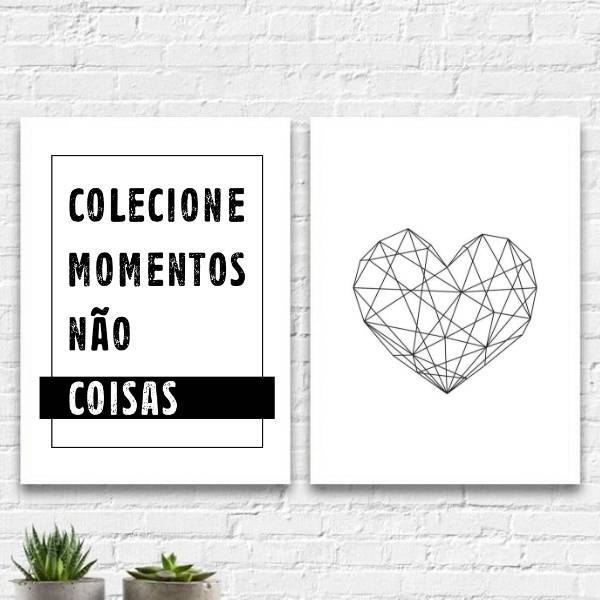 Kit 2 Quadros Colecine Momentos 45x34cm Moldura:madeira Preta