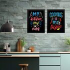 Kit 2 Quadros Coloridos Para Cozinha- Frases 45x34cm - Com Vi
