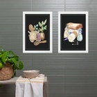 Kit 2 Quadros Com Imagem Para Banheiro 33x24cm - Com Vidro Mo