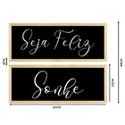 Kit 2 Quadros Com Moldura Frases Felicidade Sonhos Decoração
