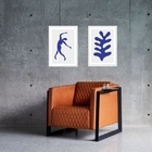 Kit 2 Quadros Contemporâneos Matisse Azul 24x18cm - Com Vidro