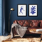 Kit 2 Quadros Contemporâneos Matisse Azul 33x24cm - Com Vidro