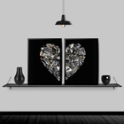 Kit 2 Quadros Coração De Diamantes 45x34cm Moldura:madeira Br