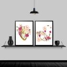Kit 2 Quadros Coração E Estetoscópio Floral 33x24cm Moldura:m