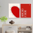 Kit 2 Quadros Coração - Mucho Amor 45x34cm Moldura Branca
