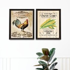 Kit 2 Quadros Country - Cozinha 24x18cm Moldura Branca