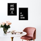 Kit 2 Quadros Cozinha Café E Fé 45x34cm - Com Vidro Moldura:m