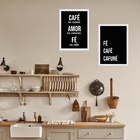 Kit 2 Quadros Cozinha Café E Fé 45x34cm Moldura:madeira Branca