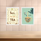 Kit 2 Quadros Cozinha - Chá 45x34cm Moldura Preta