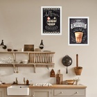 Kit 2 Quadros Cozinha Country Galinha Café 24x18cm - Com Vidr