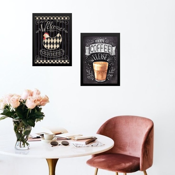 Kit 2 Quadros Cozinha Country Galinha Café 45x34cm - Com Vidr