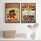 Kit 2 Quadros Cozinha Dachshund 33x24cm - Com Vidro Moldura:m