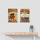 Kit 2 Quadros Cozinha Dachshund 33x24cm Moldura:madeira Branca