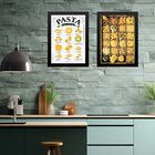 Kit 2 Quadros Cozinha Pastas- Massas 45x34cm - Com Vidro Mold