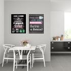 Kit 2 Quadros Cozinha Pequena - Lave A Louça 33x24cm Moldura: