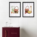 Kit 2 Quadros Cozinha Provençais Rústicos 33x24cm - Com Vidro