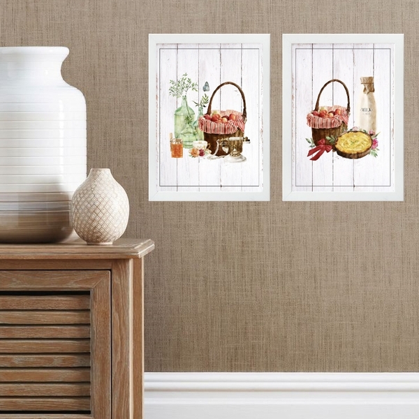 Kit 2 Quadros Cozinha Provençais Rústicos 33x24cm Moldura:mad