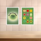 Kit 2 Quadros Cozinha Saudável 45x34cm Moldura Preta