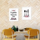 Kit 2 Quadros Cozinha Temperada - Rosa 24x18cm - Com Vidro Mo