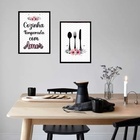 Kit 2 Quadros Cozinha Temperada - Rosa 45x34cm - Com Vidro Mo