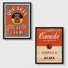 Kit 2 Quadros Cozinha Vermelho 33x24cm - Com Vidro Moldura:ma