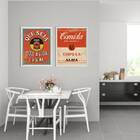 Kit 2 Quadros Cozinha Vermelho 45x34cm - Com Vidro Moldura:ma