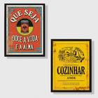 Kit 2 Quadros Cozinha Vermelho E Amarelo 45x34cm - Com Vidro