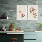 Kit 2 Quadros Cozinha Vintage- Flores 24x18cm - Com Vidro Mol