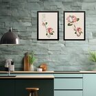 Kit 2 Quadros Cozinha Vintage- Flores 45x34cm - Com Vidro Mol